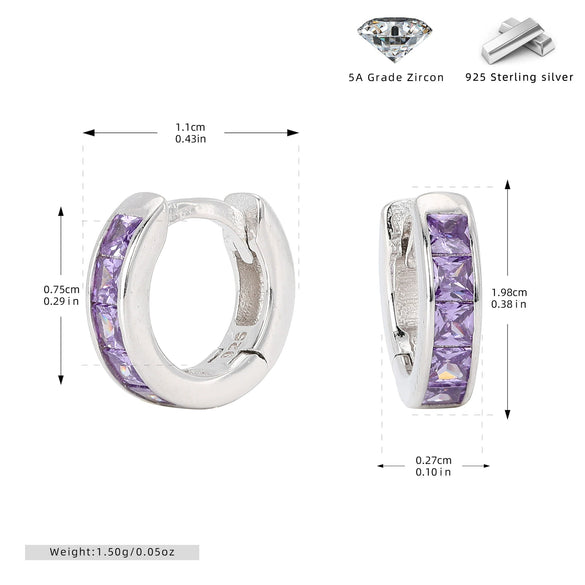 Earrings S925 Silver Geometric Light Luxury Inlaid Zircon