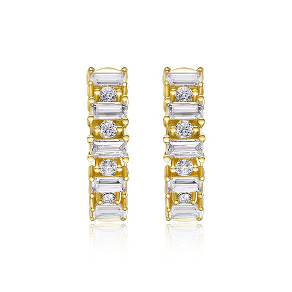 Earrings S925 Silver Geometric Moissanite Synthetic Carbon Silicon Stone Set With Diamonds Simple Style Women's