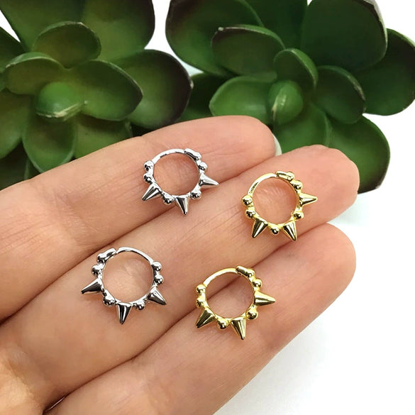 Earrings S925 Silver Geometric Rivet Electroplated Punk Style Unisex