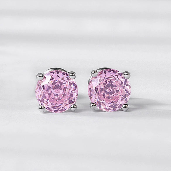 Earrings S925 Silver Inlaid Color Zirconium Geometric Simple Diamond Style
