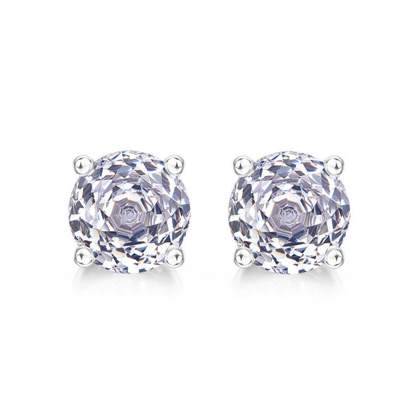 Earrings S925 Silver Inlaid Color Zirconium Geometric Simple Diamond Style