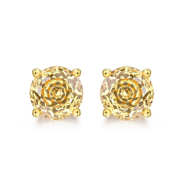 Earrings S925 Silver Inlaid Color Zirconium Geometric Simple Diamond Style