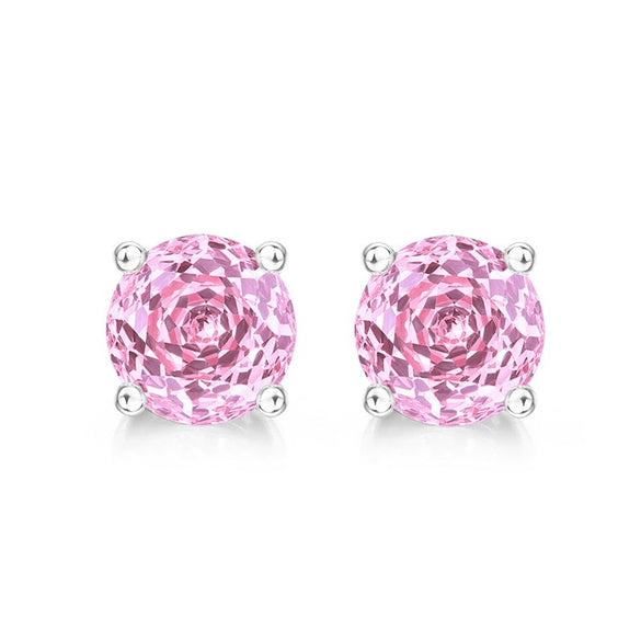 Earrings S925 Silver Inlaid Color Zirconium Geometric Simple Diamond Style
