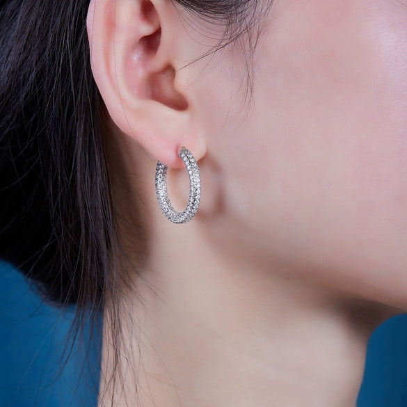 Earrings S925 Silver Moissanite Geometric Style Diamond Processed