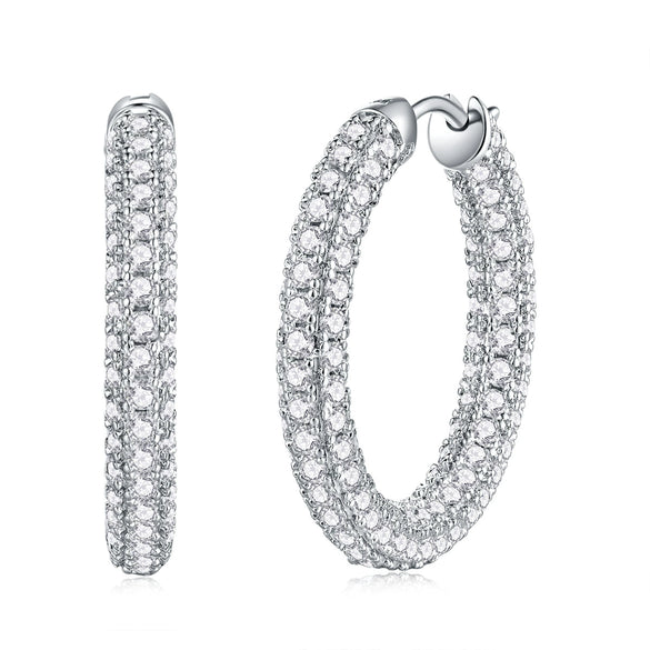Earrings S925 Silver Moissanite Geometric Style Diamond Processed