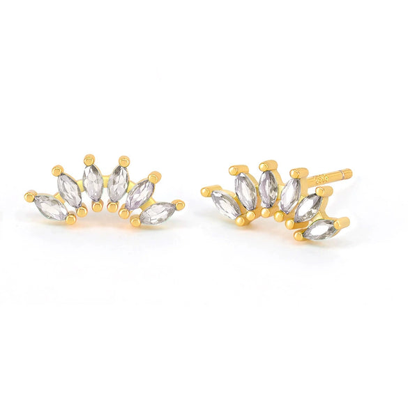 Earrings S925 Silver Needle Copper Crown Geometric Ins Style Electroplating