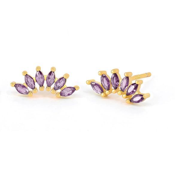 Earrings S925 Silver Needle Copper Crown Geometric Ins Style Electroplating