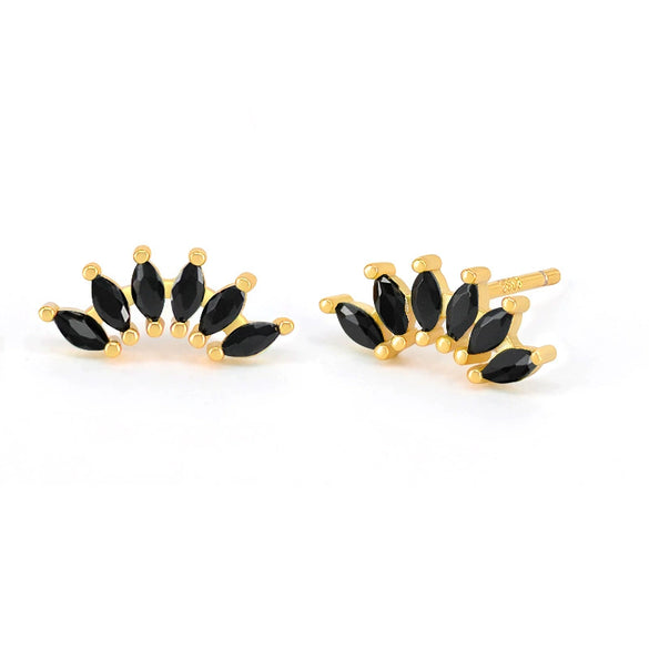 Earrings S925 Silver Needle Copper Crown Geometric Ins Style Electroplating