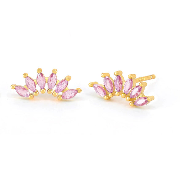 Earrings S925 Silver Needle Copper Crown Geometric Ins Style Electroplating