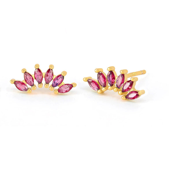 Earrings S925 Silver Needle Copper Crown Geometric Ins Style Electroplating