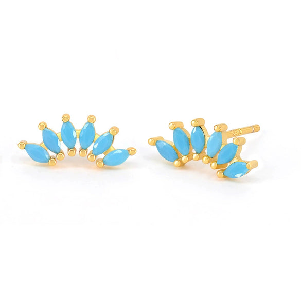 Earrings S925 Silver Needle Copper Crown Geometric Ins Style Electroplating