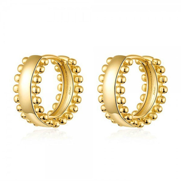 Earrings S925 Silver Needle Copper Geometric Round Bead Electroplating Design For Men And Women