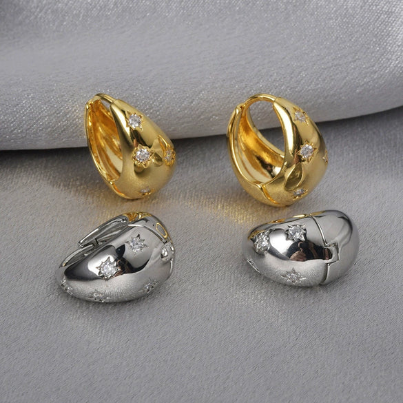 Earrings S925 Silver Needle Copper Zircon Geometric U Shape New Retro Light Luxury Allmatch