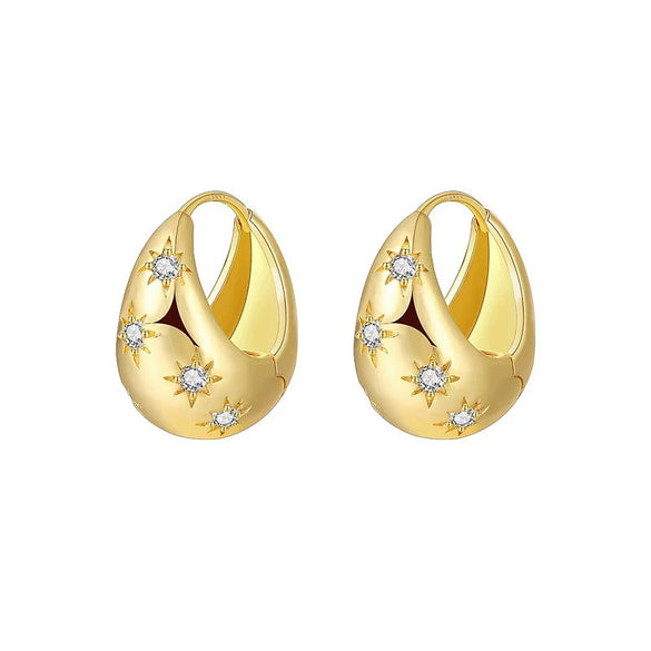 Earrings S925 Silver Needle Copper Zircon Geometric U Shape New Retro Light Luxury Allmatch
