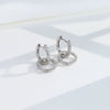 Earrings S925 Sterling Silver Geometric Zircon Inlaid