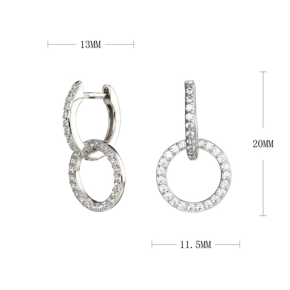 Earrings S925 Sterling Silver Geometric Zircon Inlaid