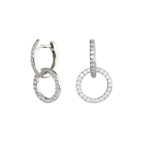 Earrings S925 Sterling Silver Geometric Zircon Inlaid