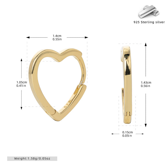 Earrings S925 Sterling Silver Heart Design Electroplated Small Fresh Style