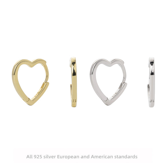 Earrings S925 Sterling Silver Heart Design Electroplated Small Fresh Style