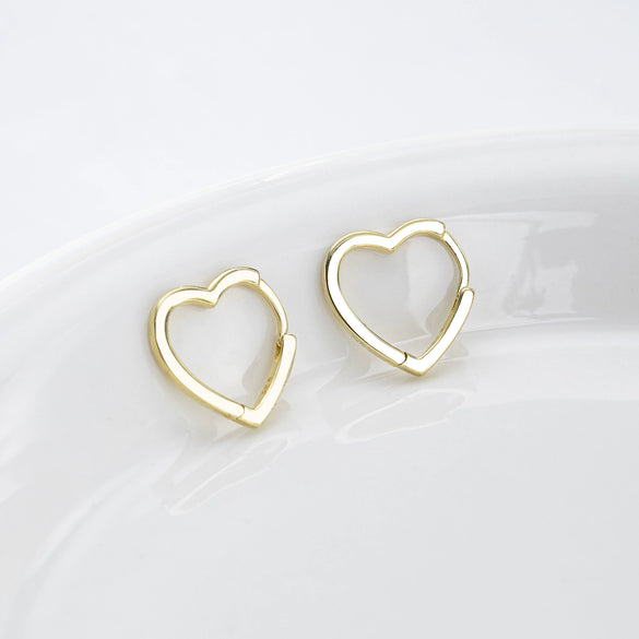 Earrings S925 Sterling Silver Heart Design Electroplated Small Fresh Style