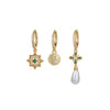 Earrings Set Brass Zircon Geometric Style For Women