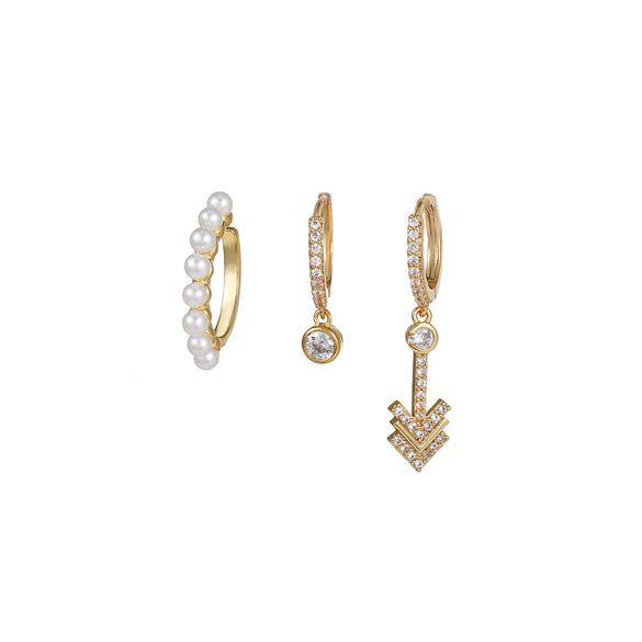 Earrings Set Brass Zircon Geometric Style For Women