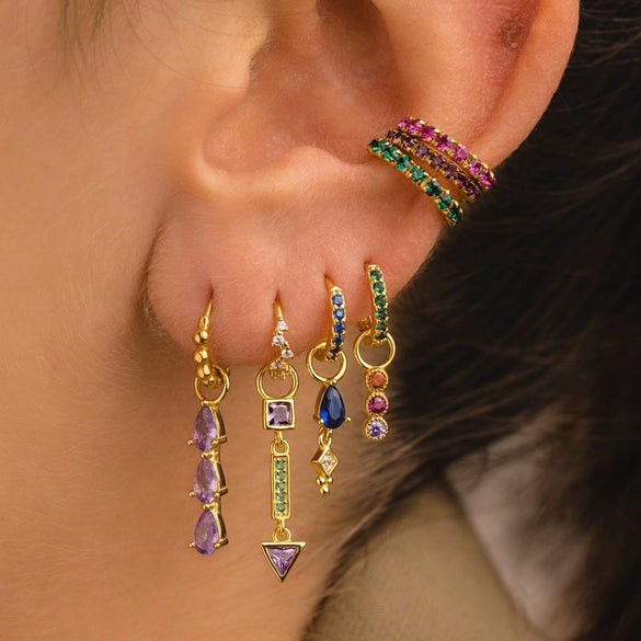 Earrings Set Copper Geometric Inlaid Zircon For Women