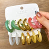 Earrings Set Mixed Material Alloy Cartoon Style With Letter Design And Oil Treatment