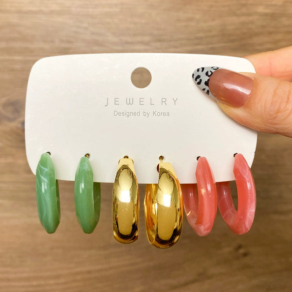 Earrings Set Mixed Material Alloy Cartoon Style With Letter Design And Oil Treatment