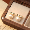 Earrings 925 Silver Copper Geometric Grey Pearl Electroplating For Women