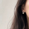 Earrings 925 Silver Copper Geometric Grey Pearl Electroplating For Women