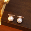 Earrings 925 Silver Copper Geometric Grey Pearl Electroplating For Women