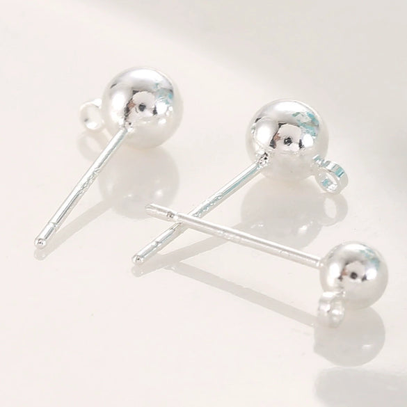 Earrings 925 Silver Copper Hoop Bean Round Ball Electroplating Diy Accessories