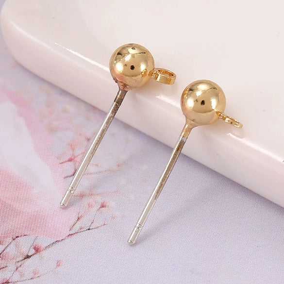 Earrings 925 Silver Copper Hoop Bean Round Ball Electroplating Diy Accessories