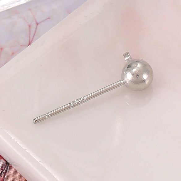 Earrings 925 Silver Copper Hoop Bean Round Ball Electroplating Diy Accessories