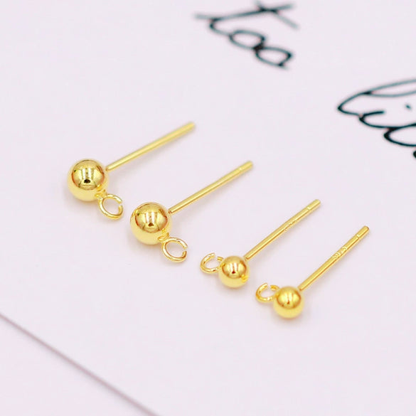 Earrings 925 Silver Copper Hoop Bean Round Ball Electroplating Diy Accessories