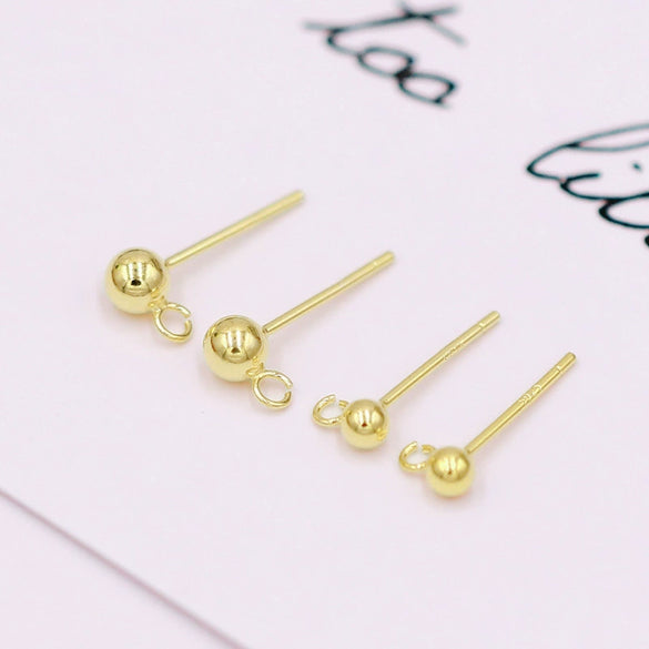 Earrings 925 Silver Copper Hoop Bean Round Ball Electroplating Diy Accessories