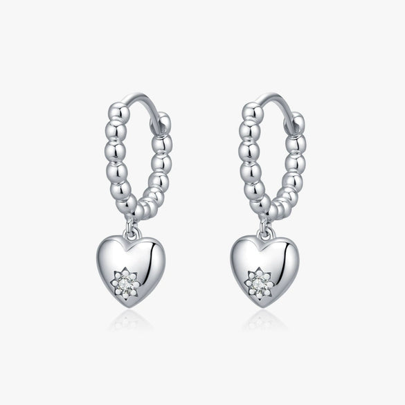 Earrings 925 Silver Heart Shape Flash Diamond Women