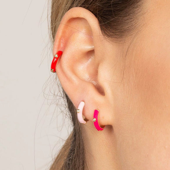 Earrings Silver Needle Copper Cshaped Geometric Dripping Oil