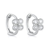 Earrings Silver Needle Copper Fourleaf Clover Geometric Flower Electroplated