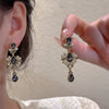 Earrings 925 Silver Pearl Drop Shape Baroque Retro Elegant Electroplating Alloy Women's