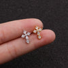 Earrings Stainless Steel Cross Thin Rod Inlaid Zircon With Letters Numbers Text