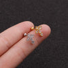 Earrings Stainless Steel Cross Thin Rod Inlaid Zircon With Letters Numbers Text