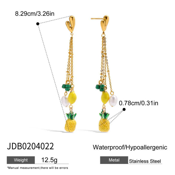 Earrings Stainless Steel Geometric Fruit Pineapple Electroplating Women's Light Luxury Highend Niche Design