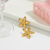 Earrings Stainless Steel Geometric Plants Flowers Electroplating Women