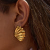 Earrings Stainless Steel Hammered Fanshaped Geometric Minimalist Light Luxury Highend