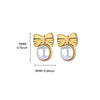 Earrings Stainless Steel Imitation Pearl Bow Light Luxury Style Electroplating