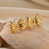 Earrings Stainless Steel Imitation Pearl Bow Light Luxury Style Electroplating