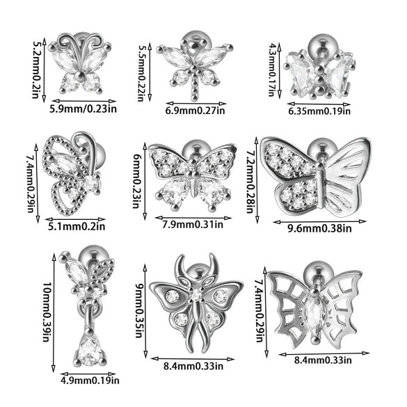 Earrings Stainless Steel Inlaid With Zircon Butterfly Dragonfly Design