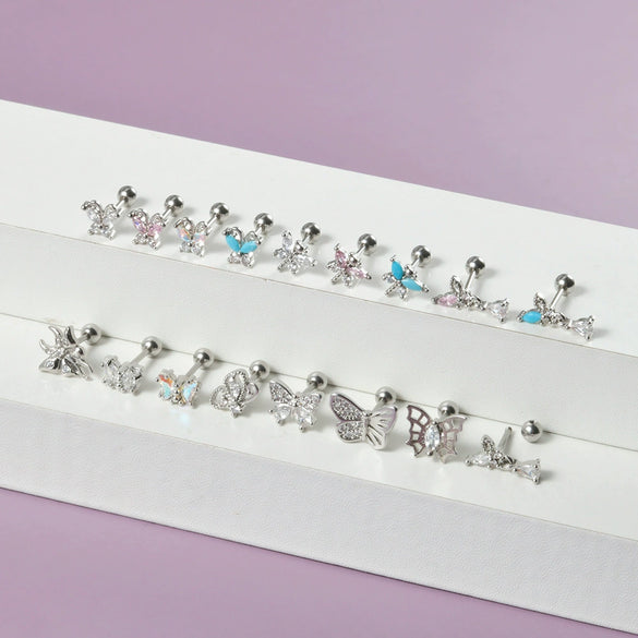 Earrings Stainless Steel Inlaid With Zircon Butterfly Dragonfly Design